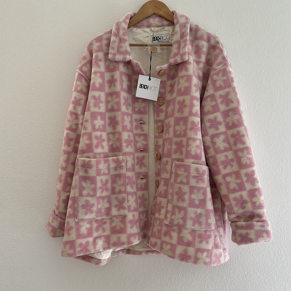 BEACH RIOT Skye Mod Flower Checkered Jacket